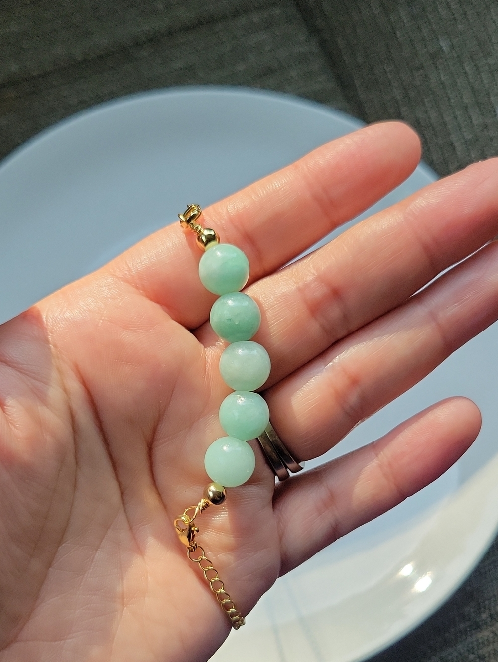 10mm Amazonite Necklace In Gold - Picture 5 of 5